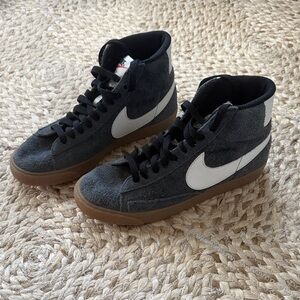 Nike Blazer High-Top Suede Sneakers in Black, White and Gum